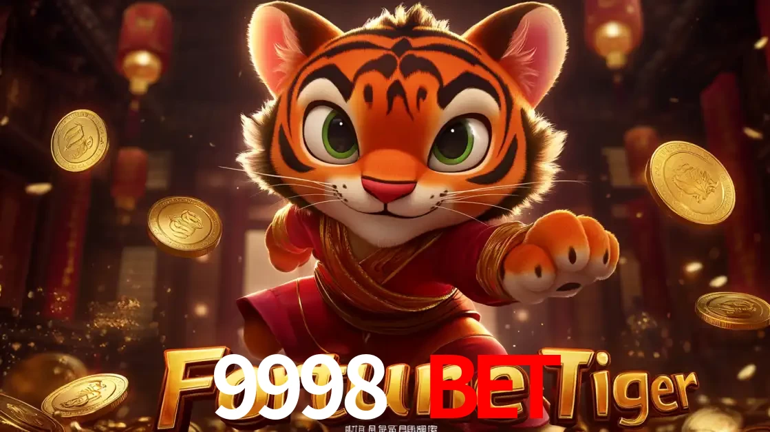 O carismático mascote do jogo de slot Fortune Tiger, um tigre fofo em pose de artes marciais, pronto para trazer sorte e multiplicadores de ganhos no cassino online 9998 BET.